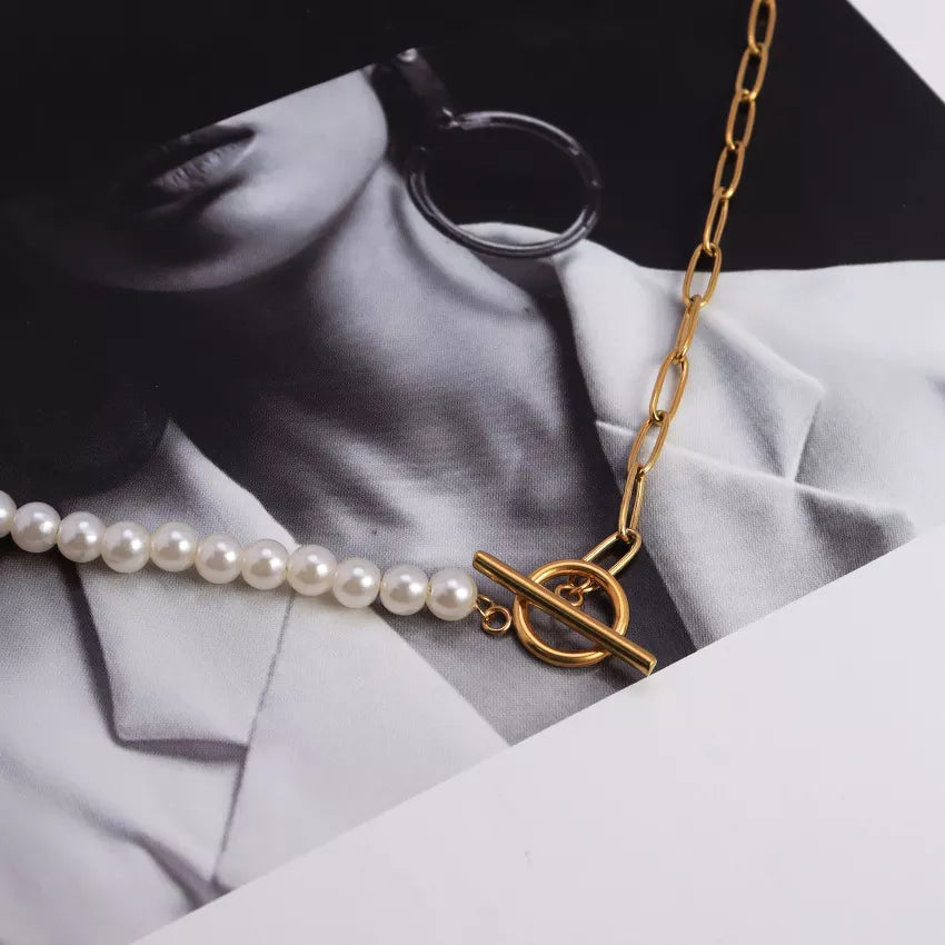 Norah Half Chain/Half Pearl Necklace