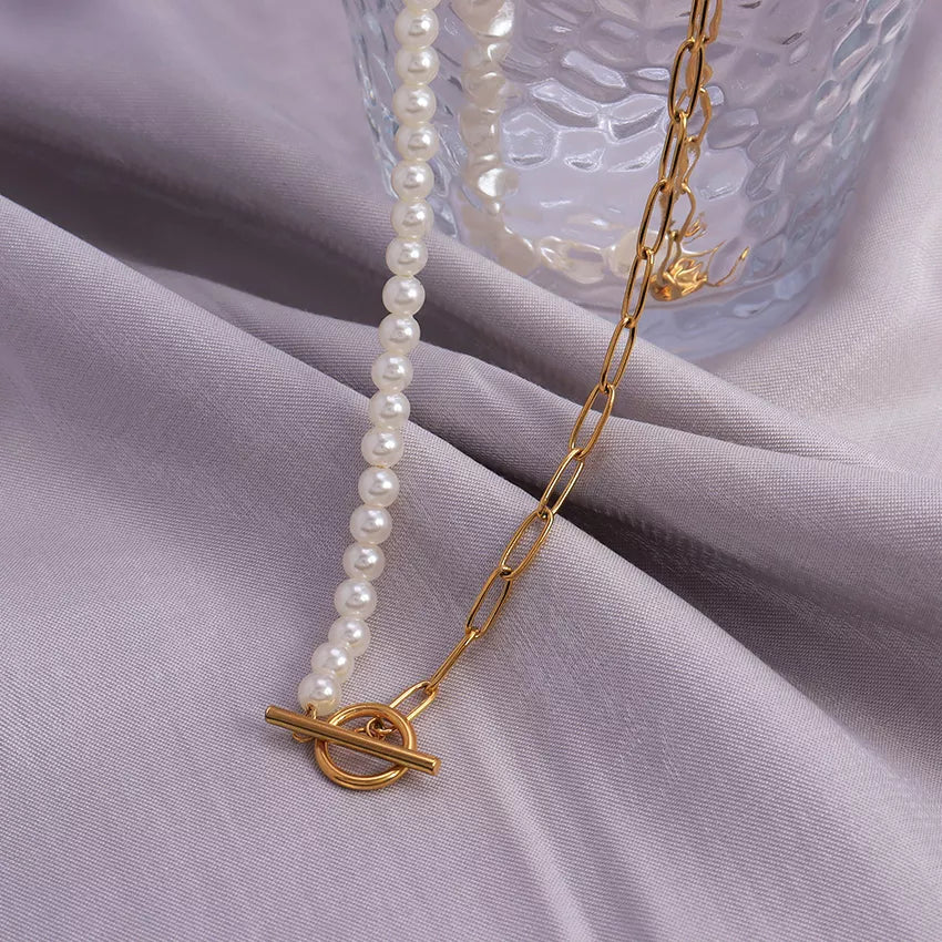 Norah Half Chain/Half Pearl Necklace